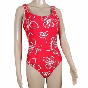 Speedo Red One Piece Floral Swimsuit